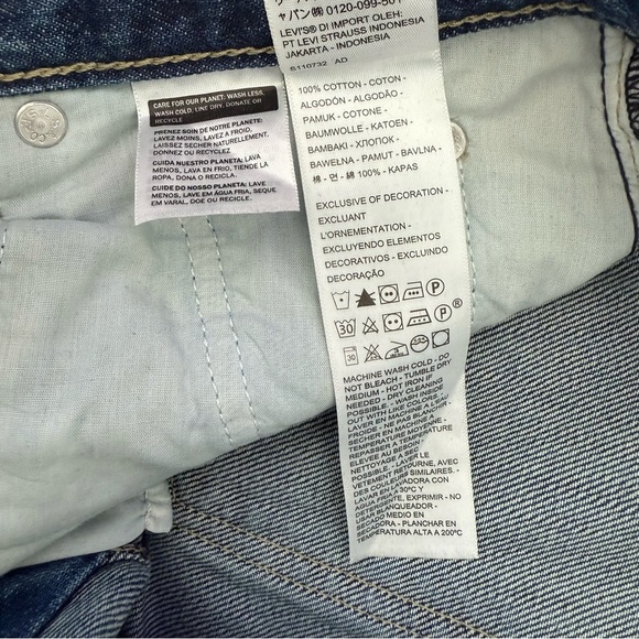 Levi's Blue Ripped Straight Leg Jeans - Picture 14 of 16